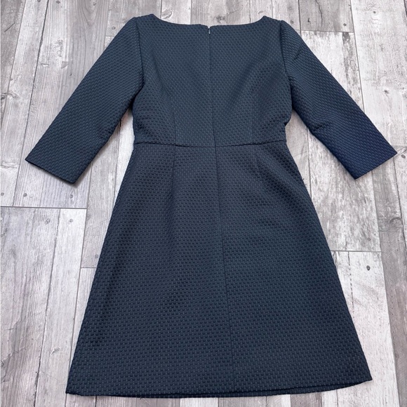 J.Crew Boatneck Sheath Textured Navy Blue Dress 3/4 Sleeve Matelssse 6 - Picture 3 of 9